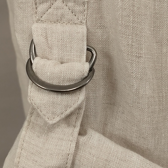 Natural 100% Linen Safari Style Shirt Saks Fifth Ave Neutral 43" Chest SeeMeasur - Picture 4 of 11